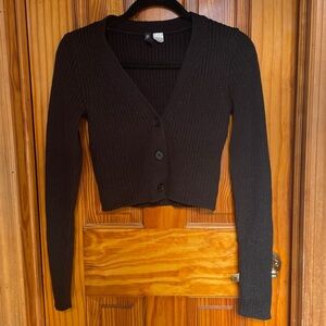 H&M Black Ribbed Cardigan Sweater